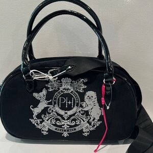 Paris Hilton Velour That’s Hot Bowling Bag with Crossbody Strap.